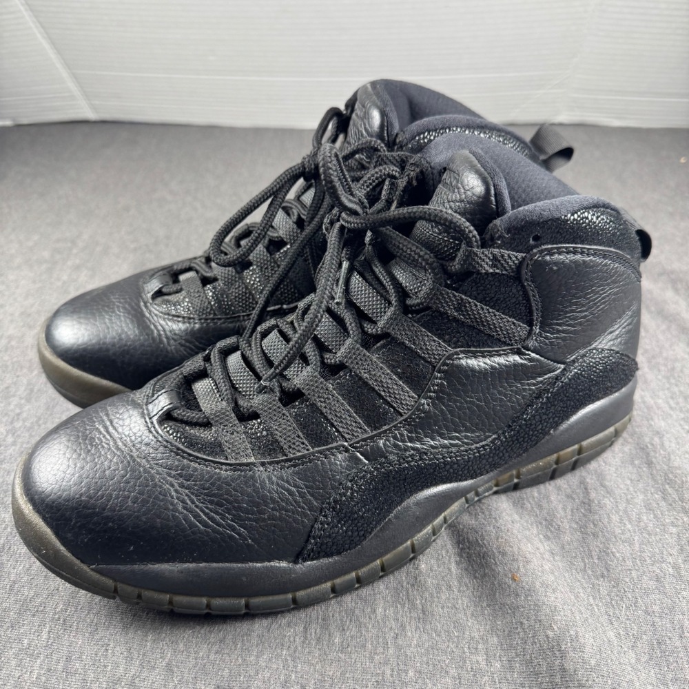 Jordan 10 Retro OVO Black Tumbled Leather Stingray Sneakers 819955-030 Mens 9.5